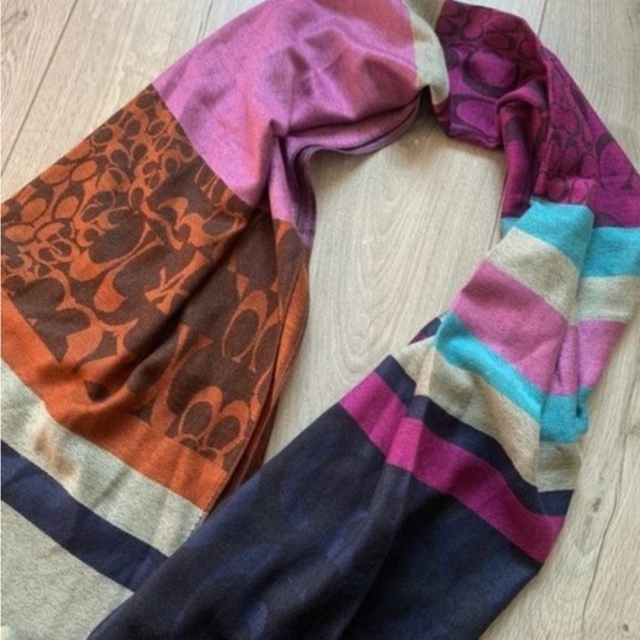Bright colorful strips and pattern long scarf - Picture 3 of 6